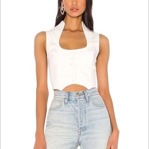 Superdown white vest crop top